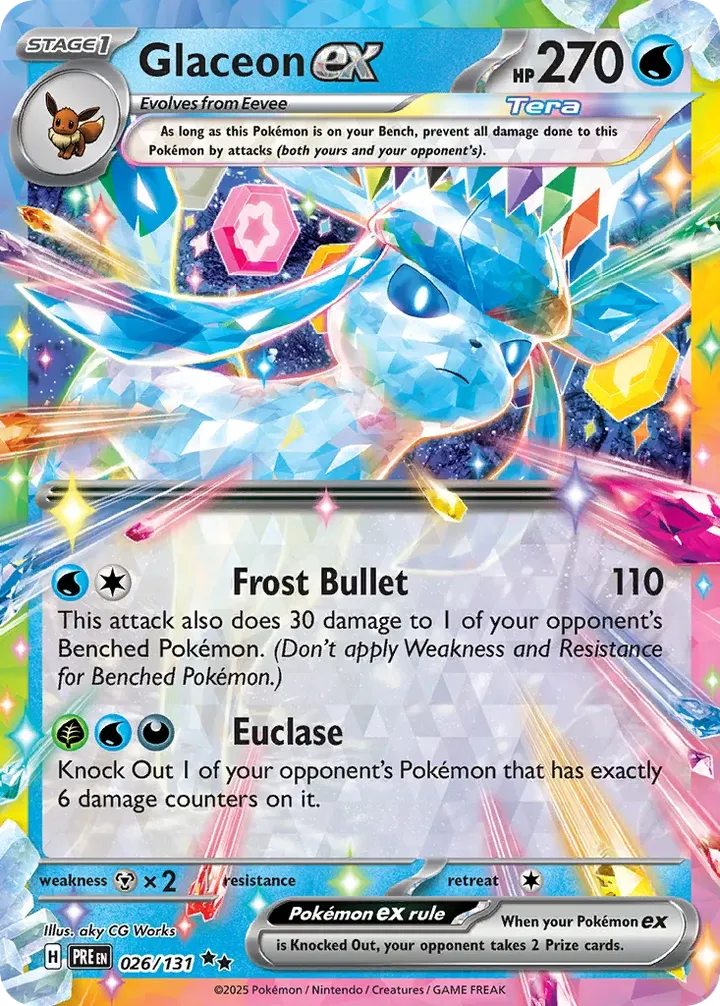 Scarlet & Violet—Prismatic Evolutions 영어판 Glaceon ex 26 카드 앞면