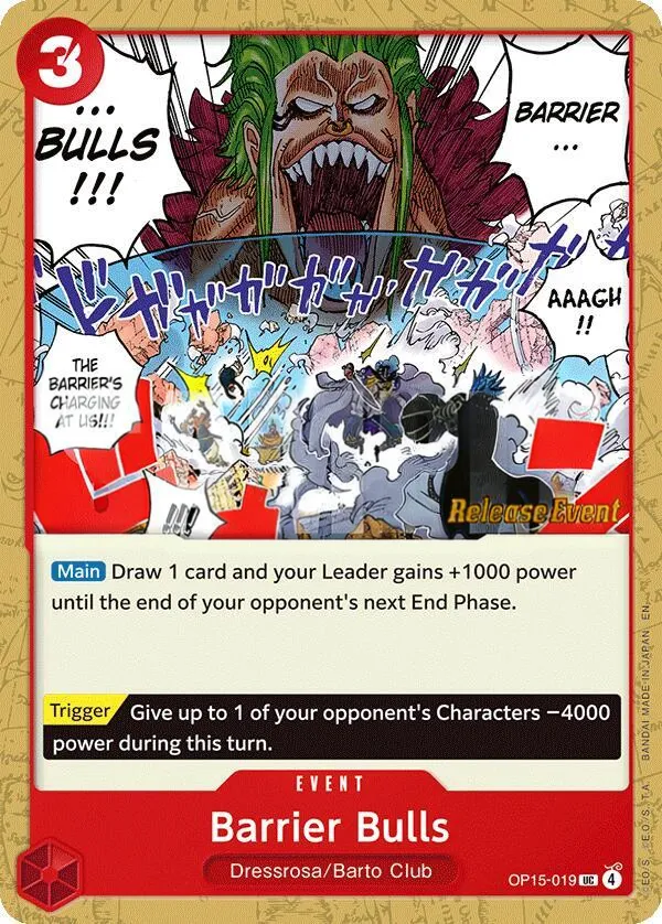 Adventure on Kami's Island 영어판 Barrier Bulls OP15-019 · 세트 출시 행사 카드 앞면