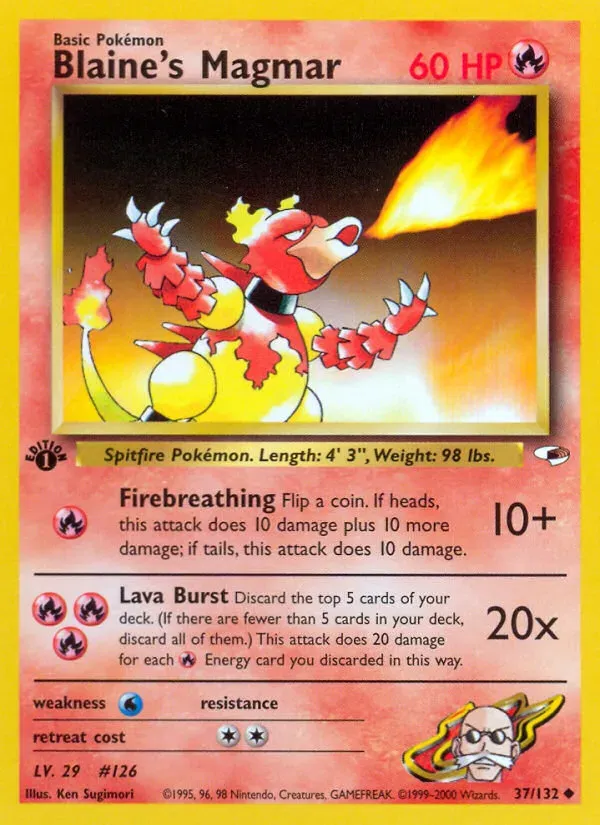 Front of Blaine's Magmar 37, Gym Heroes English