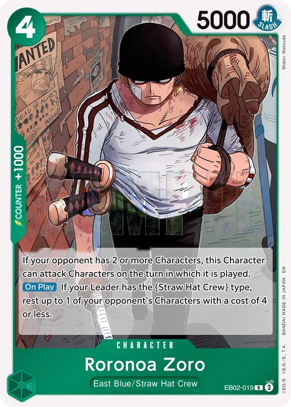Anime 25th Collection 영어판 Roronoa Zoro EB02-019 카드 앞면