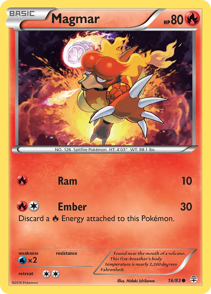 Generations 영어판 Magmar 16 카드 앞면