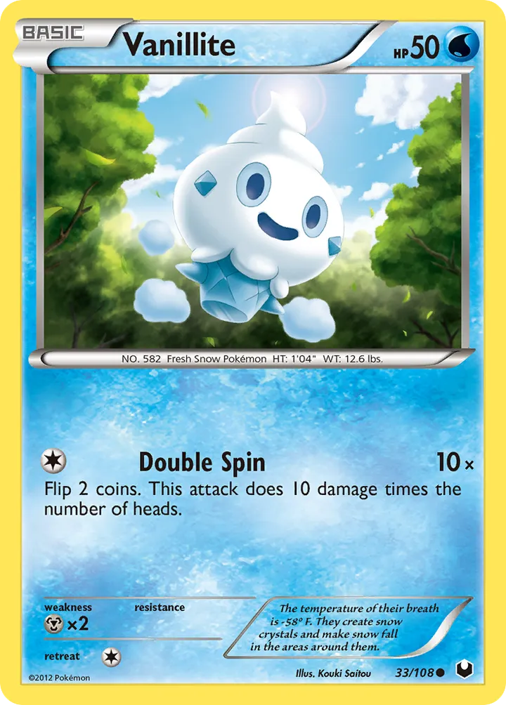 Black & White—Dark Explorers 영어판 Vanillite 33 카드 앞면