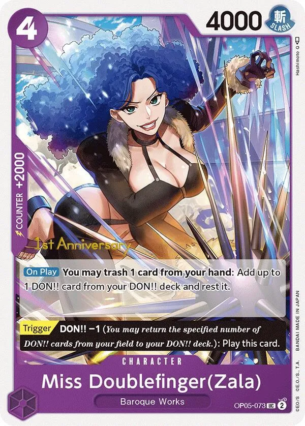 Awakening of the New Era 英語版 Miss Doublefinger(Zala) OP05-073 · 記念大会 カード表面