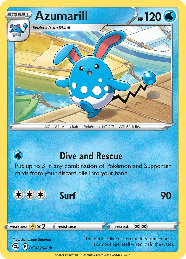 Sword & Shield—Fusion Strike 영어판 Azumarill 59 카드 앞면