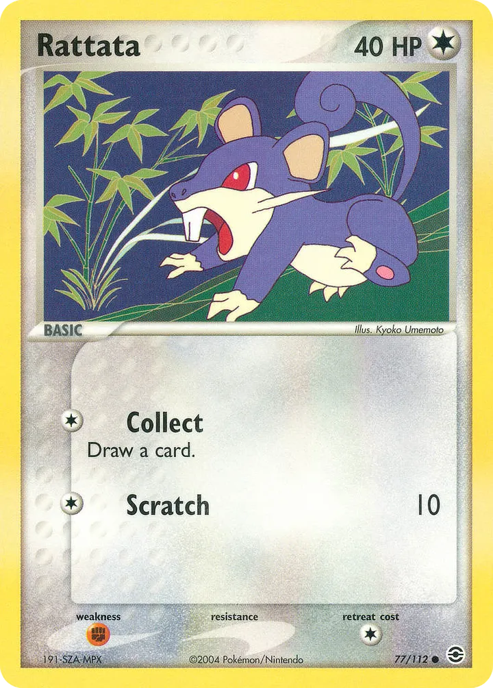 EX FireRed & LeafGreen 영어판 Rattata 77 카드 앞면
