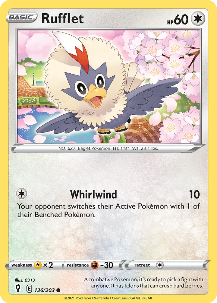 Sword & Shield—Evolving Skies 영어판 Rufflet 136 카드 앞면