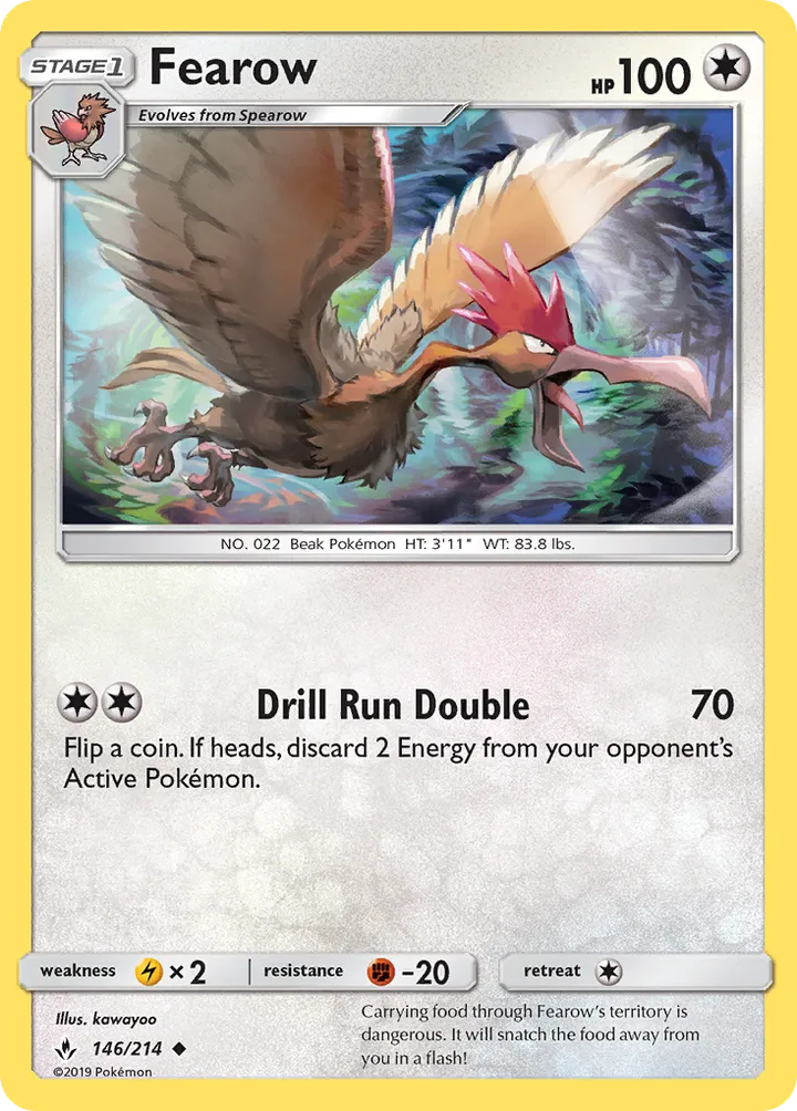 Sun & Moon—Unbroken Bonds 영어판 Fearow 146 카드 앞면