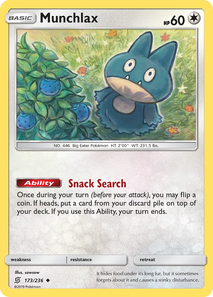 Sun & Moon—Unified Minds 英語版 Munchlax 173 カード表面
