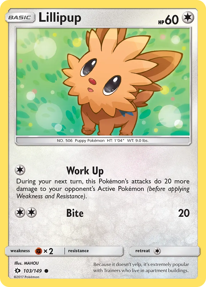 Sun & Moon 英語版 Lillipup 103 カード表面