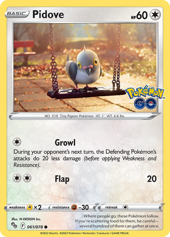 Pokémon TCG: Pokémon GO 영어판 Pidove 61 카드 앞면
