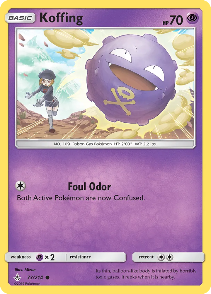 Sun & Moon—Unbroken Bonds 영어판 Koffing 73 카드 앞면