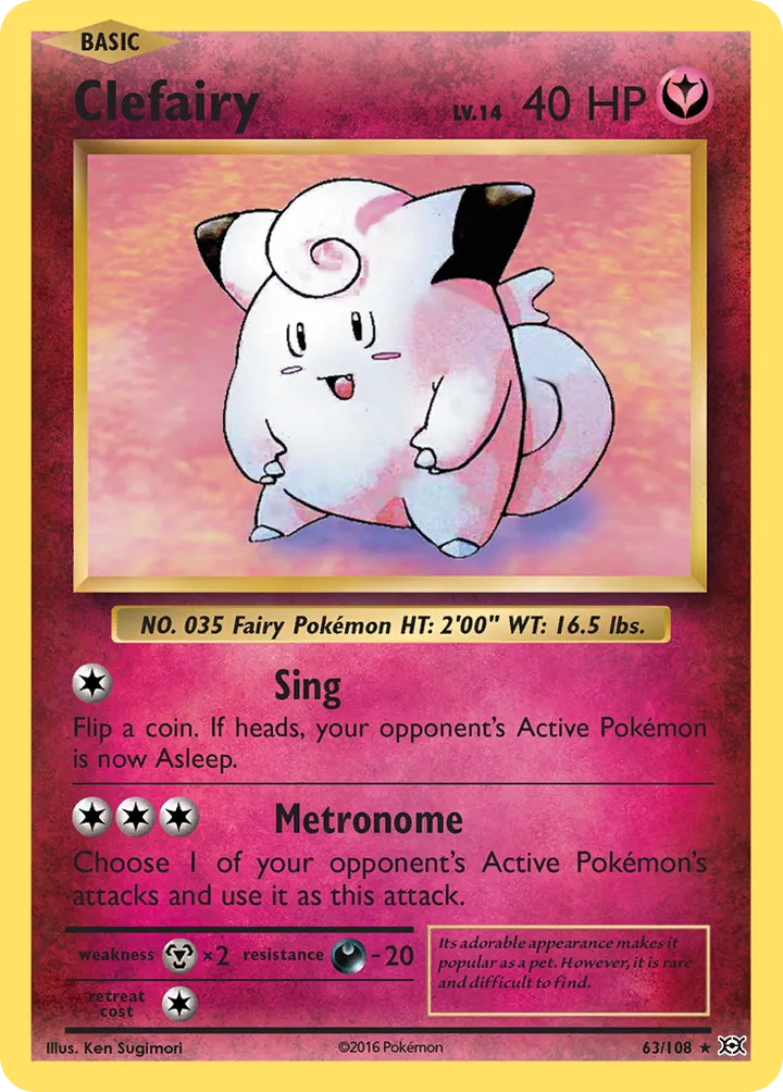 XY—Evolutions 영어판 Clefairy 63 카드 앞면