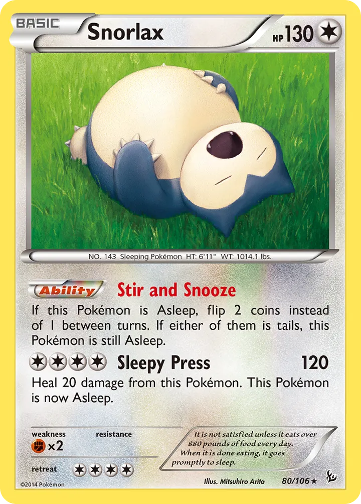 XY—Flashfire 英語版 Snorlax 80 カード表面