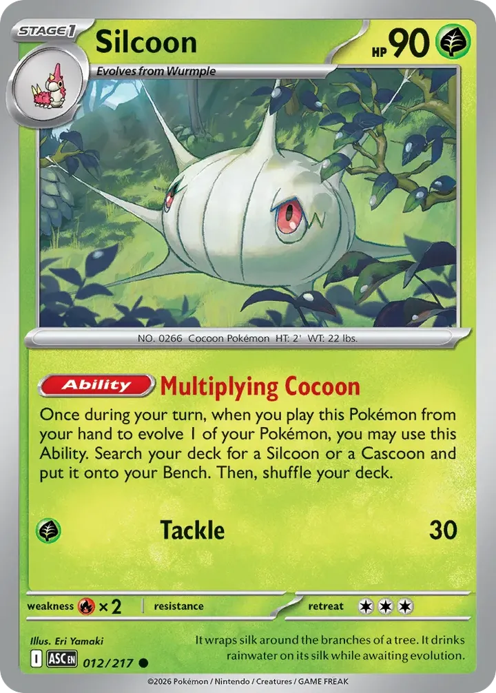 Mega Evolution—Ascended Heroes 영어판 Silcoon 12 카드 앞면