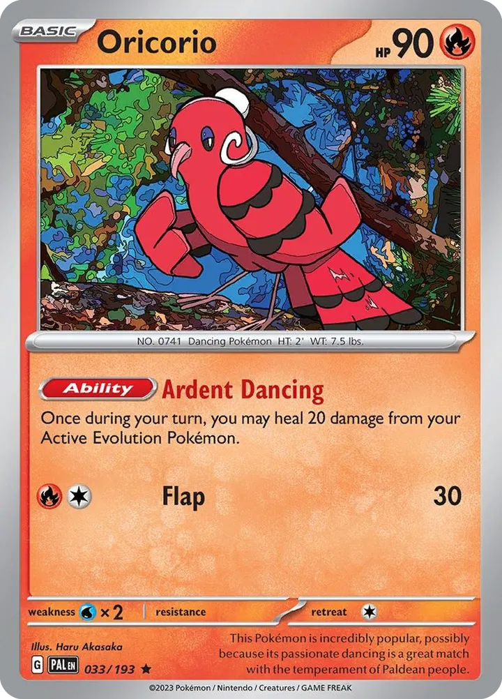 Scarlet & Violet—Paldea Evolved 영어판 Oricorio 33 카드 앞면