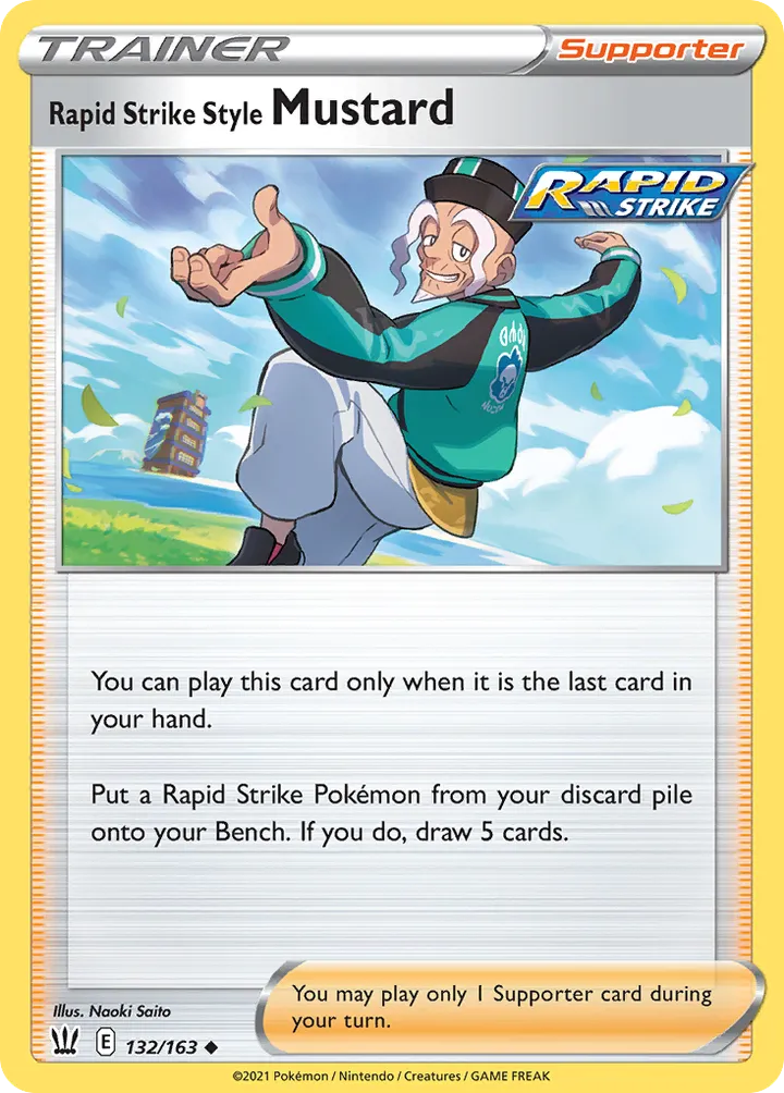 Sword & Shield—Battle Styles 영어판 Rapid Strike Style Mustard 132 카드 앞면
