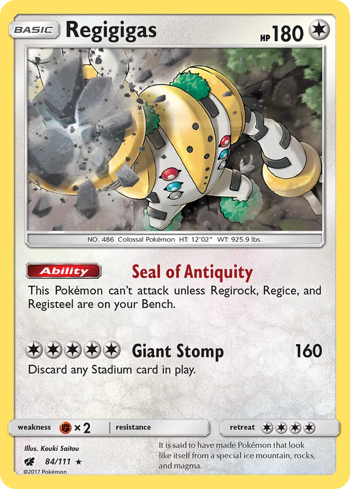 Sun & Moon—Crimson Invasion 영어판 Regigigas 84 카드 앞면