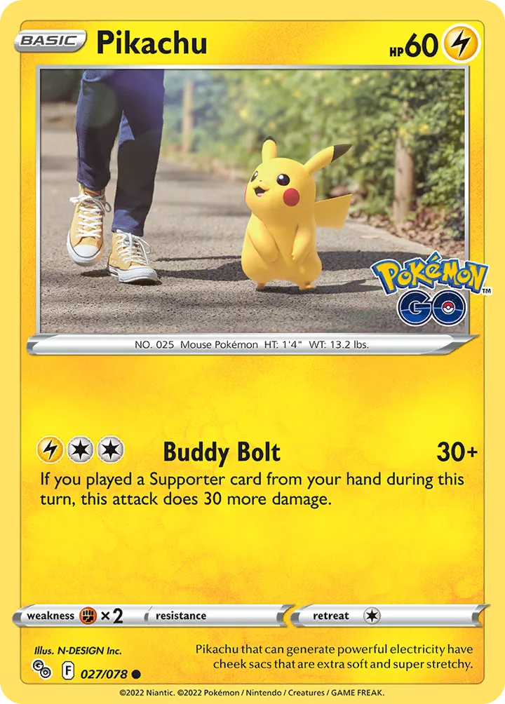 Pokémon TCG: Pokémon GO 영어판 Pikachu 27 카드 앞면