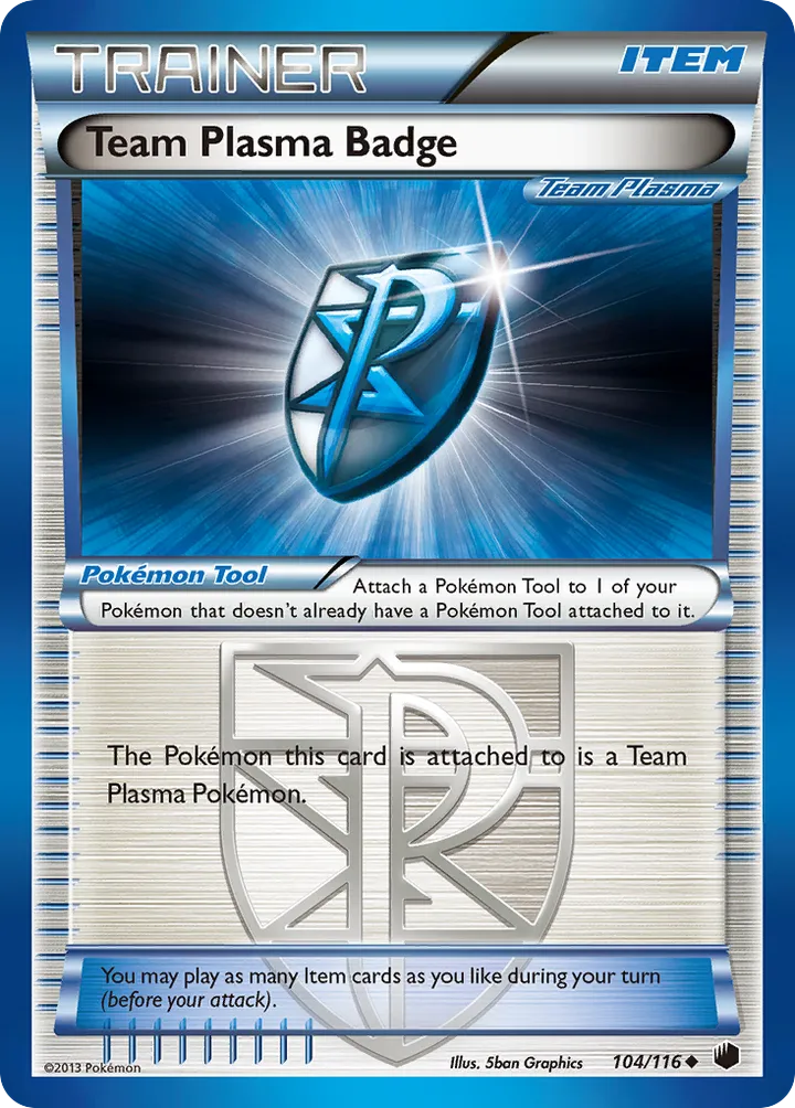 Black & White—Plasma Freeze 영어판 Team Plasma Badge 104 카드 앞면