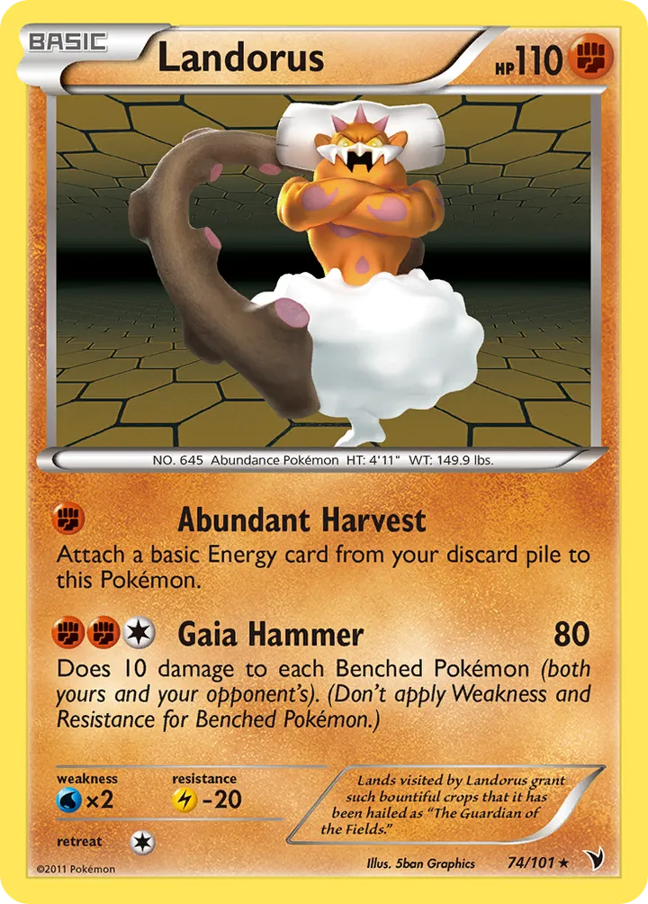 Front of Landorus 74, Black & White—Noble Victories English