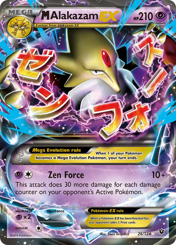 XY—Fates Collide 영어판 M Alakazam-EX 26 카드 앞면