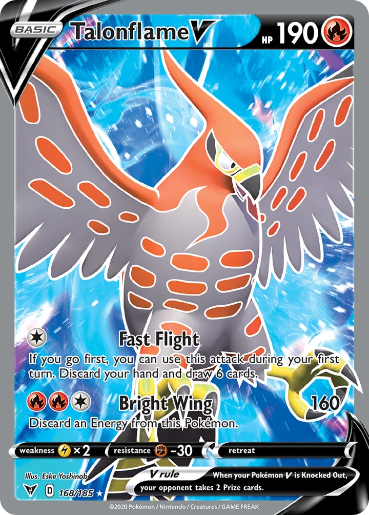 Sword & Shield—Vivid Voltage 영어판 Talonflame V 168 카드 앞면