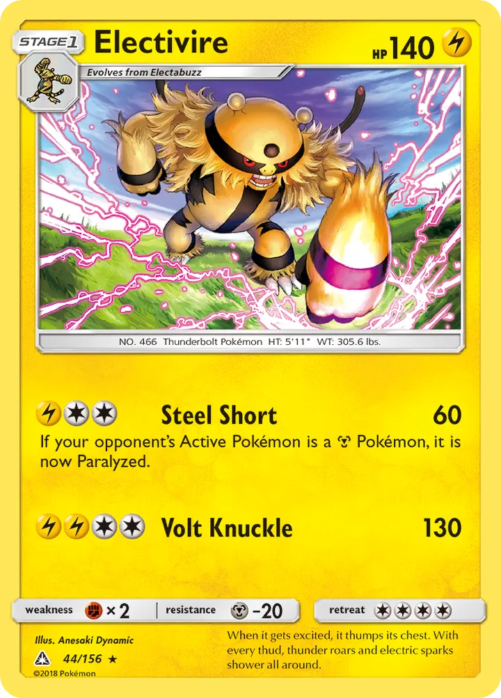 Sun & Moon—Ultra Prism 英語版 Electivire 44 カード表面
