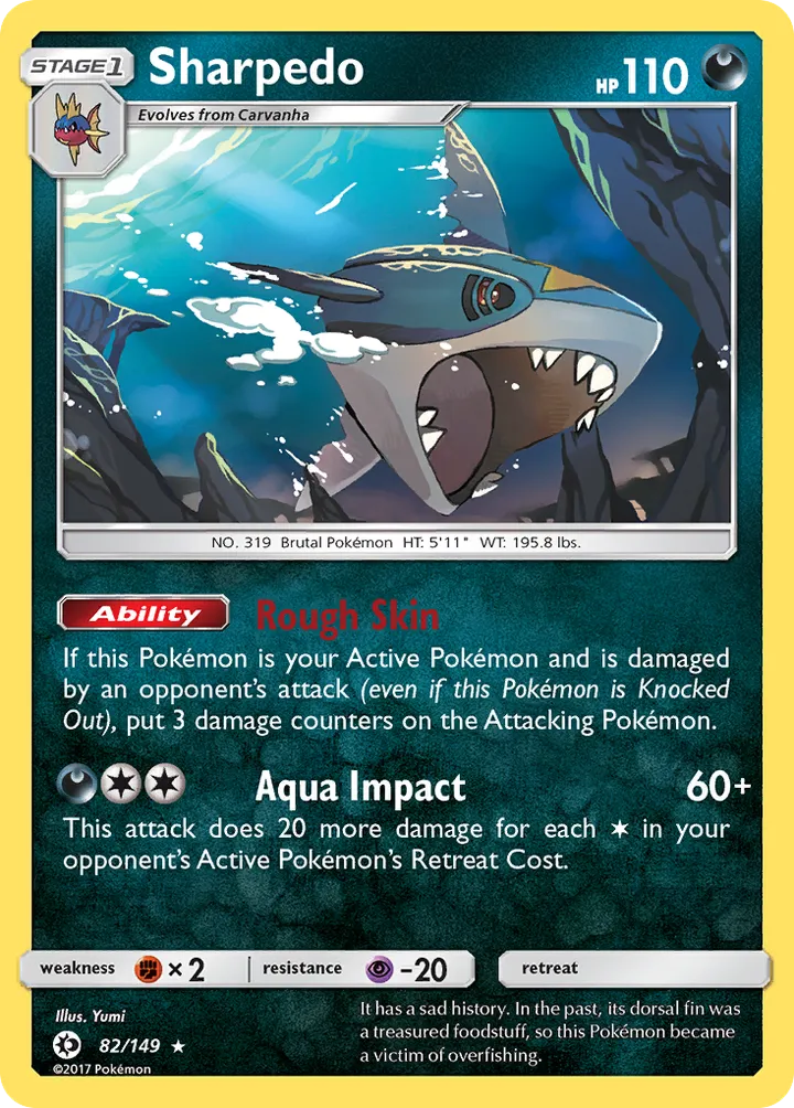 Sun & Moon 영어판 Sharpedo 82 카드 앞면