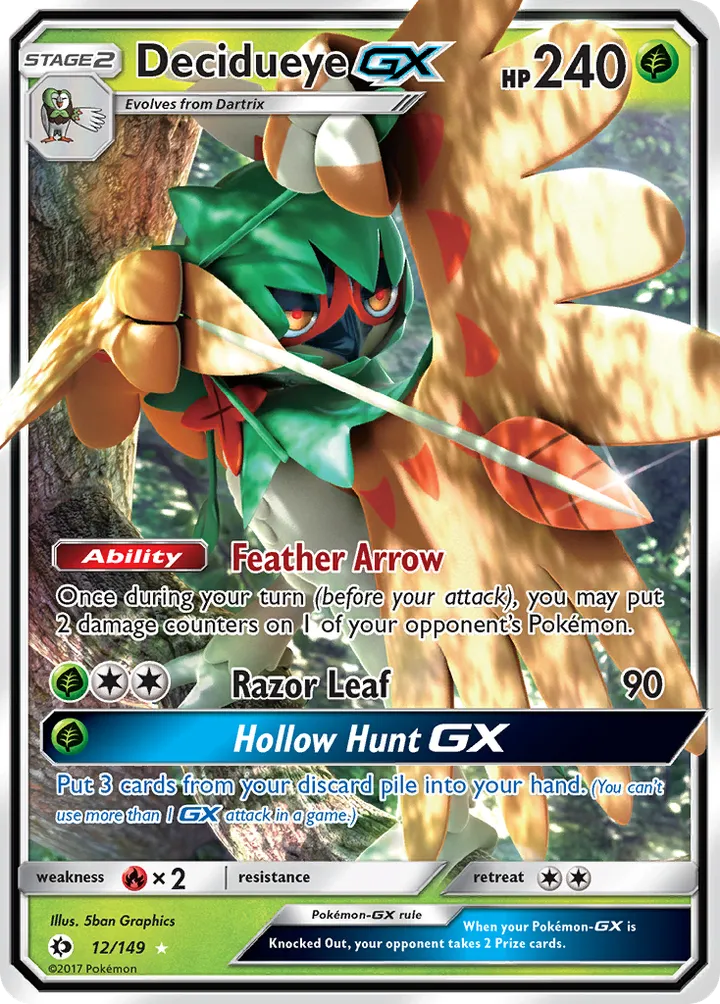Sun & Moon 영어판 Decidueye-GX 12 카드 앞면