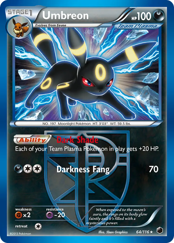 Black & White—Plasma Freeze 영어판 Umbreon 64 카드 앞면