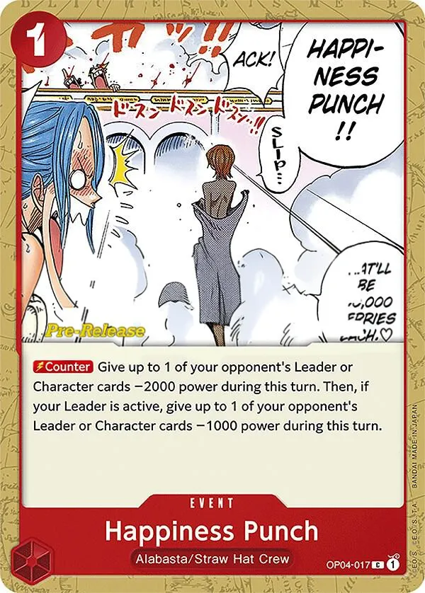 Kingdoms of Intrigue 英語版 Happiness Punch OP04-017 · プレリリース カード表面