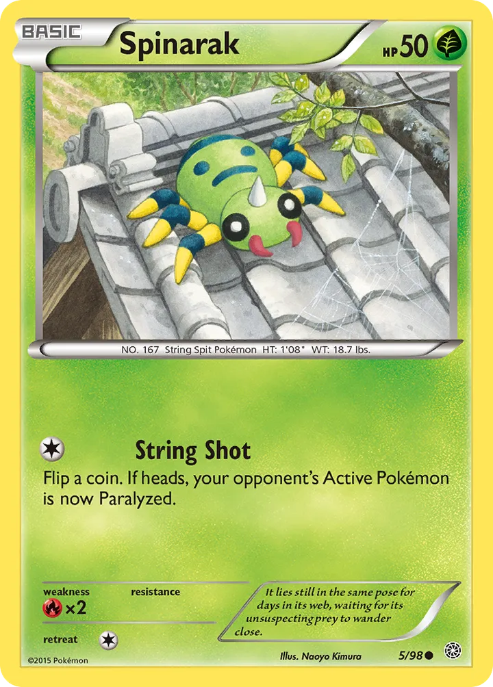 XY—Ancient Origins 영어판 Spinarak 5 카드 앞면