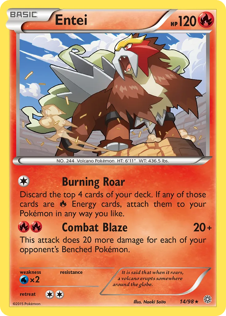 XY—Ancient Origins 영어판 Entei 14 카드 앞면