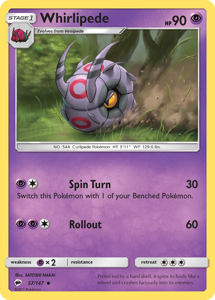 Sun & Moon—Burning Shadows 영어판 Whirlipede 57 카드 앞면