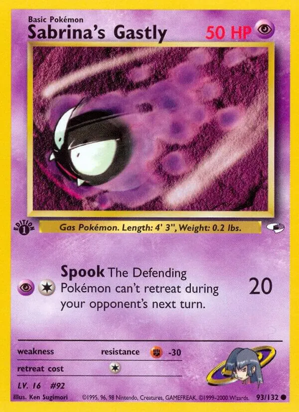 Gym Heroes 영어판 Sabrina's Gastly 93 카드 앞면