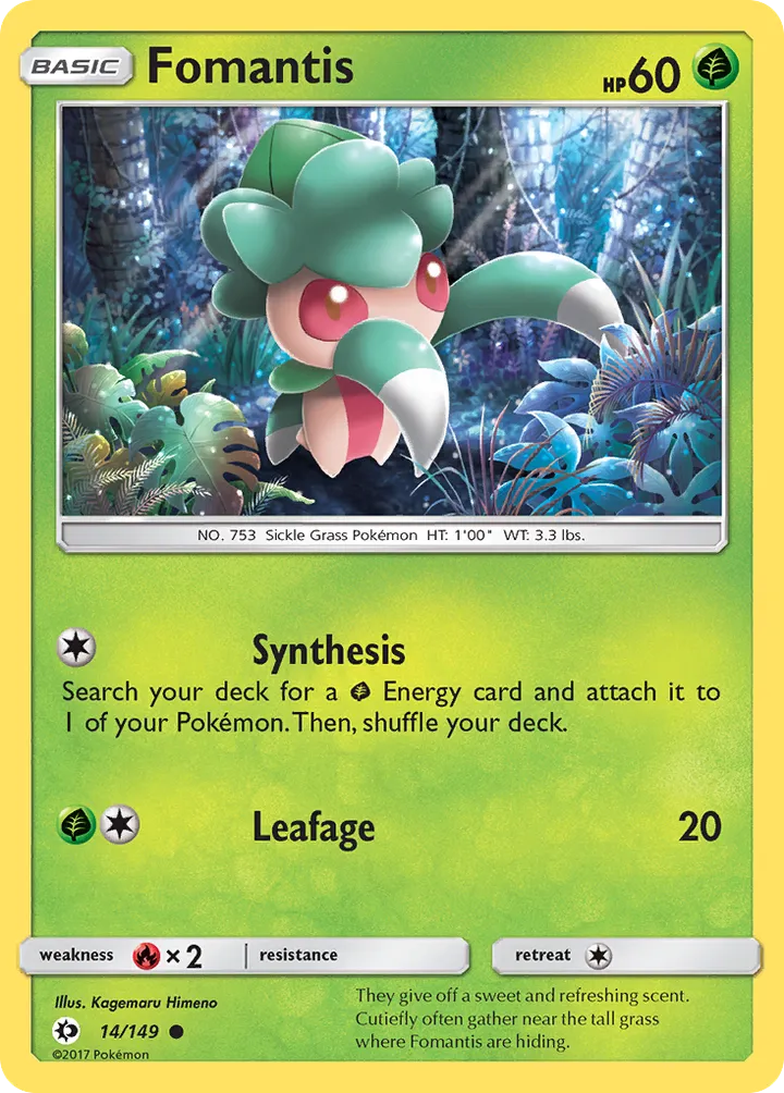 Sun & Moon 英語版 Fomantis 14 カード表面