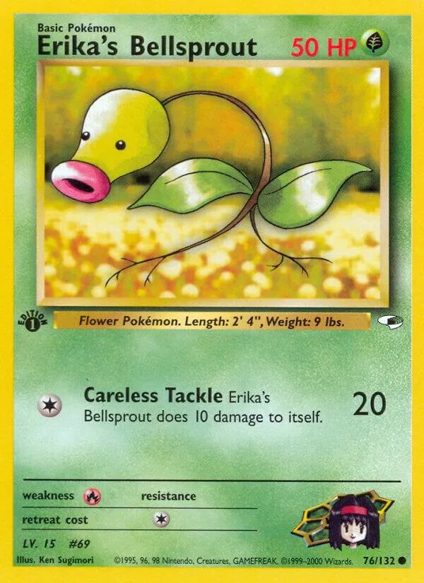 Gym Heroes 英語版 Erika's Bellsprout 76 カード表面
