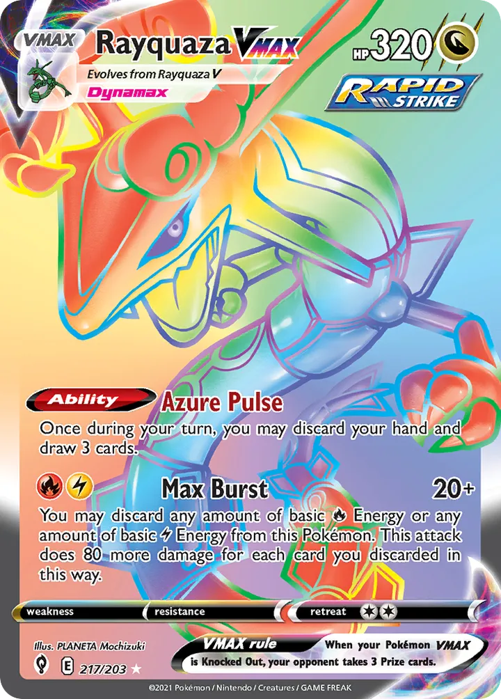 Sword & Shield—Evolving Skies 영어판 Rayquaza VMAX 217 카드 앞면