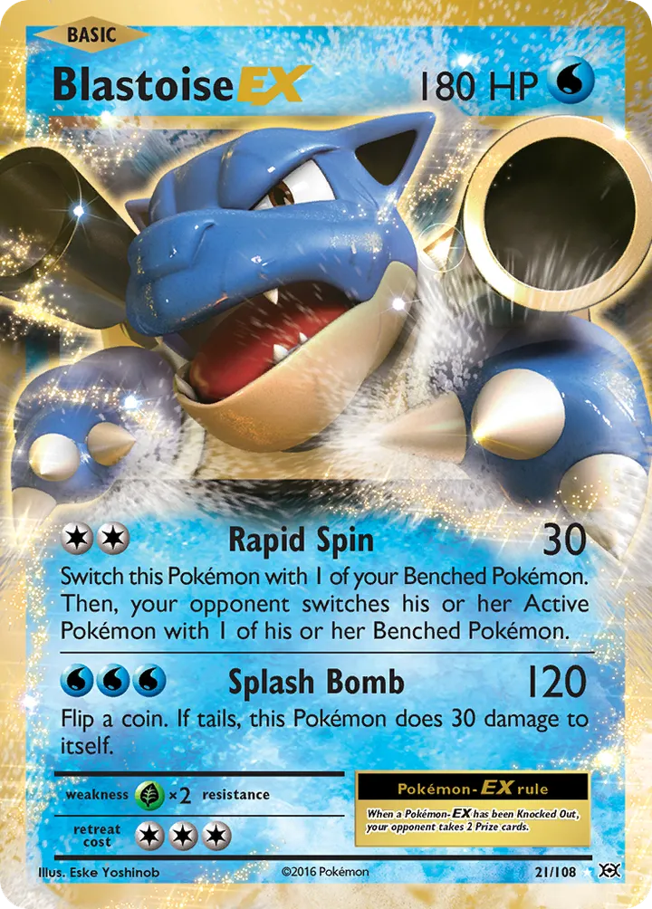 XY—Evolutions 英語版 Blastoise-EX 21 カード表面