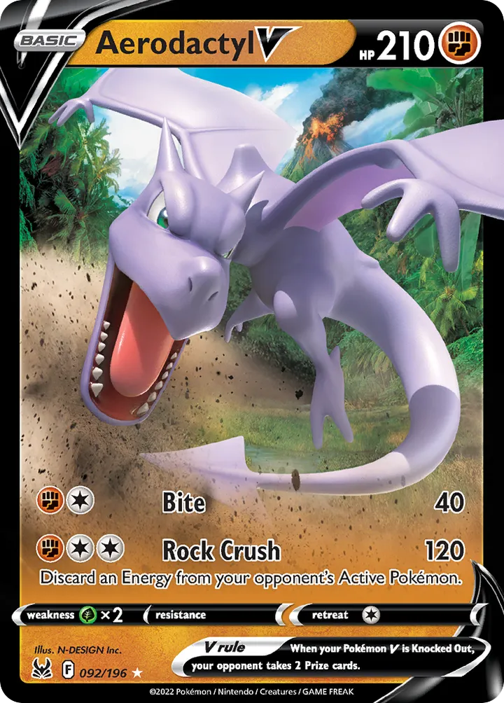 Sword & Shield—Lost Origin 영어판 Aerodactyl V 92 카드 앞면