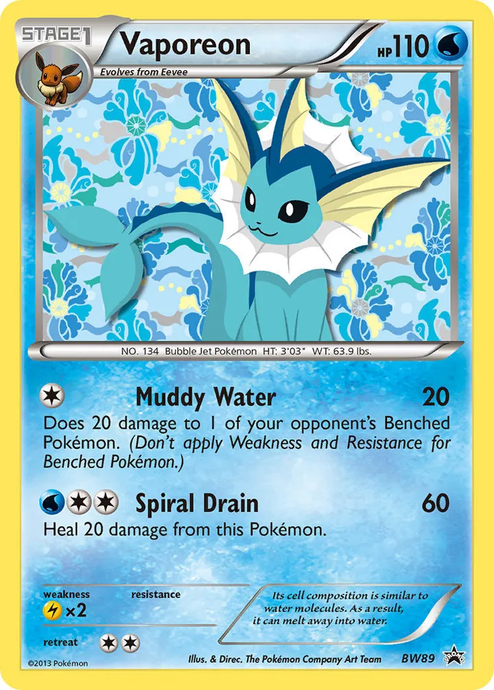 BW Black Star Promos 英語版 Vaporeon BW89 カード表面