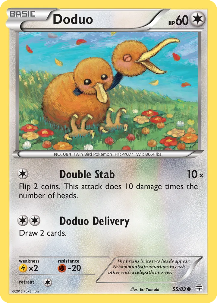 Generations 영어판 Doduo 55 카드 앞면