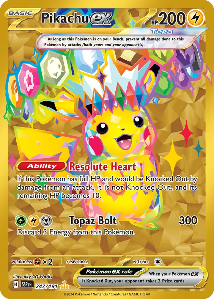 Scarlet & Violet—Surging Sparks 영어판 Pikachu ex 247 카드 앞면