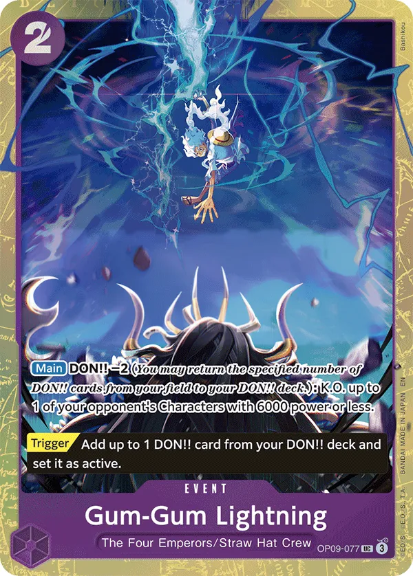 Emperors in the New World 英語版 Gum-Gum Lightning OP09-077 · パラレル 2 カード表面