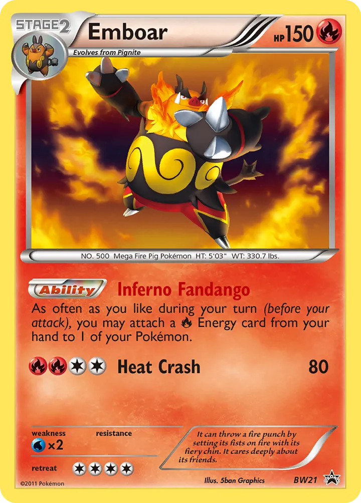BW Black Star Promos 영어판 Emboar BW21 카드 앞면