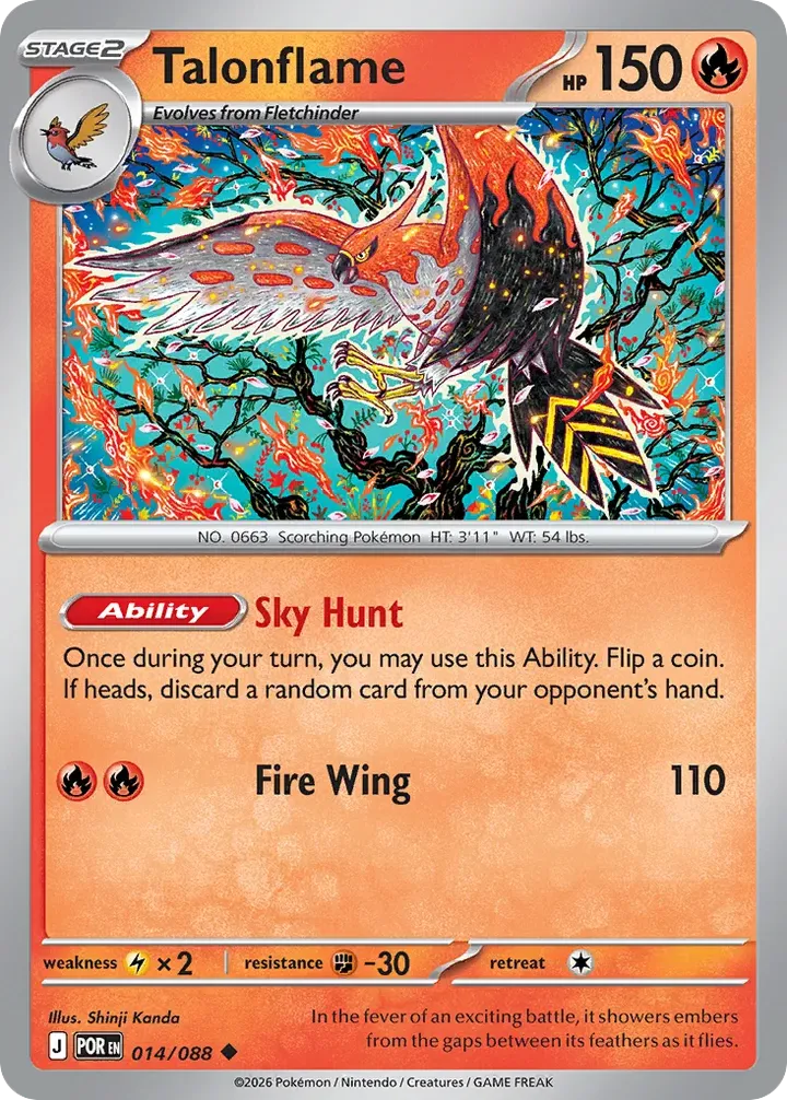Mega Evolution—Perfect Order 英語版 Talonflame 14 カード表面