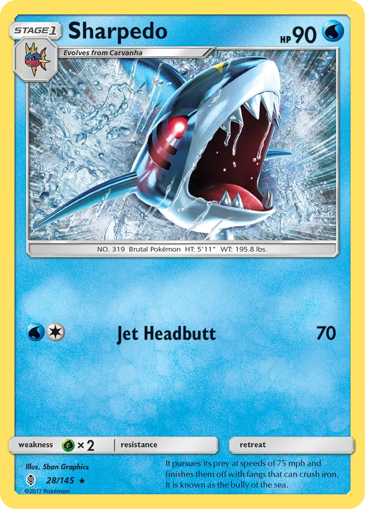 Sun & Moon—Guardians Rising 영어판 Sharpedo 28 카드 앞면