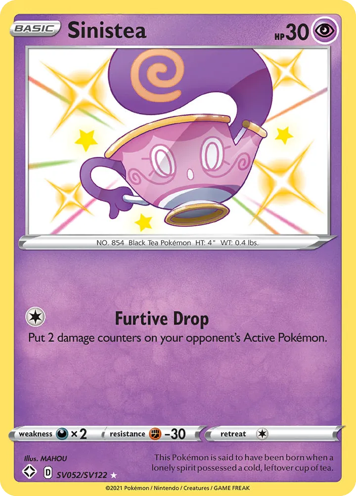 Front of Sinistea SV052, Shining Fates English