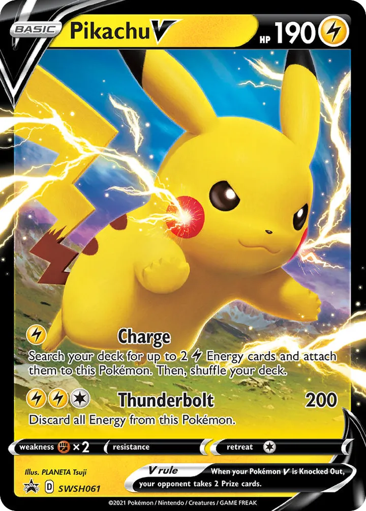 Front of Pikachu V SWSH061, SWSH Black Star Promos English