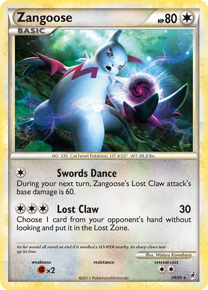 Pokémon TCG: Call of Legends 영어판 Zangoose 39 카드 앞면